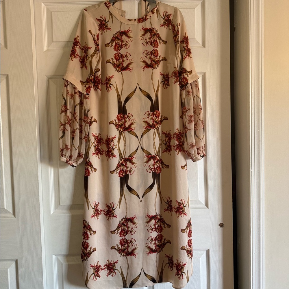 BCBGMAXAZRIA Floral Print Midi Satin Dress S